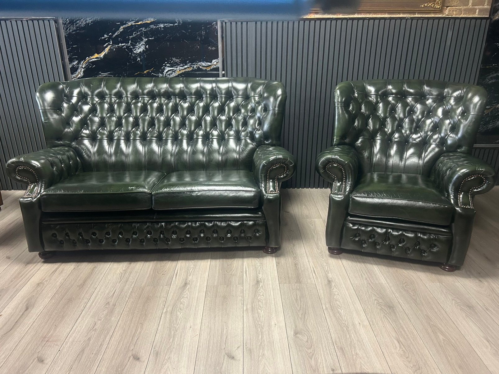 Orginele Springvale  Chesterfield Lederen 2 + 1 Zits !!!, Ophalen of Verzenden, Zo goed als nieuw, 75 tot 100 cm