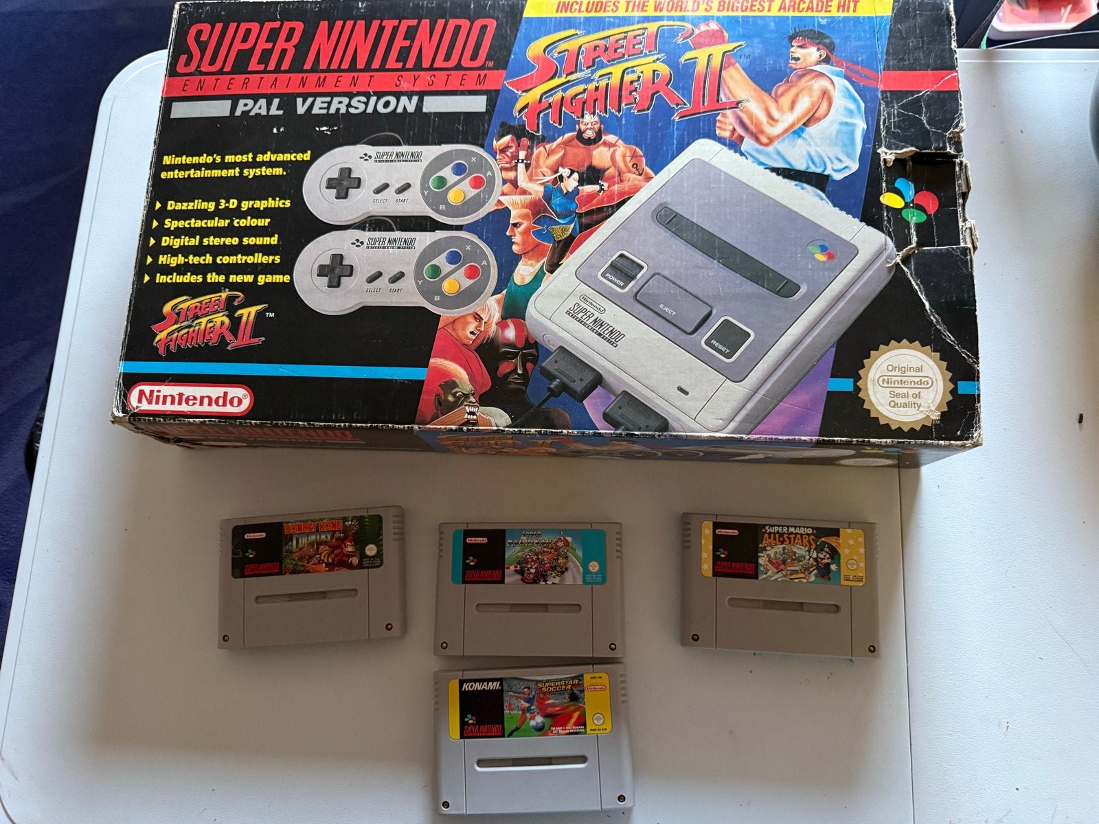 Super Nintendo Street Fighter II (SNES) met doos /5 games, Ophalen of Verzenden, Gebruikt, Met 2 controllers, Met games