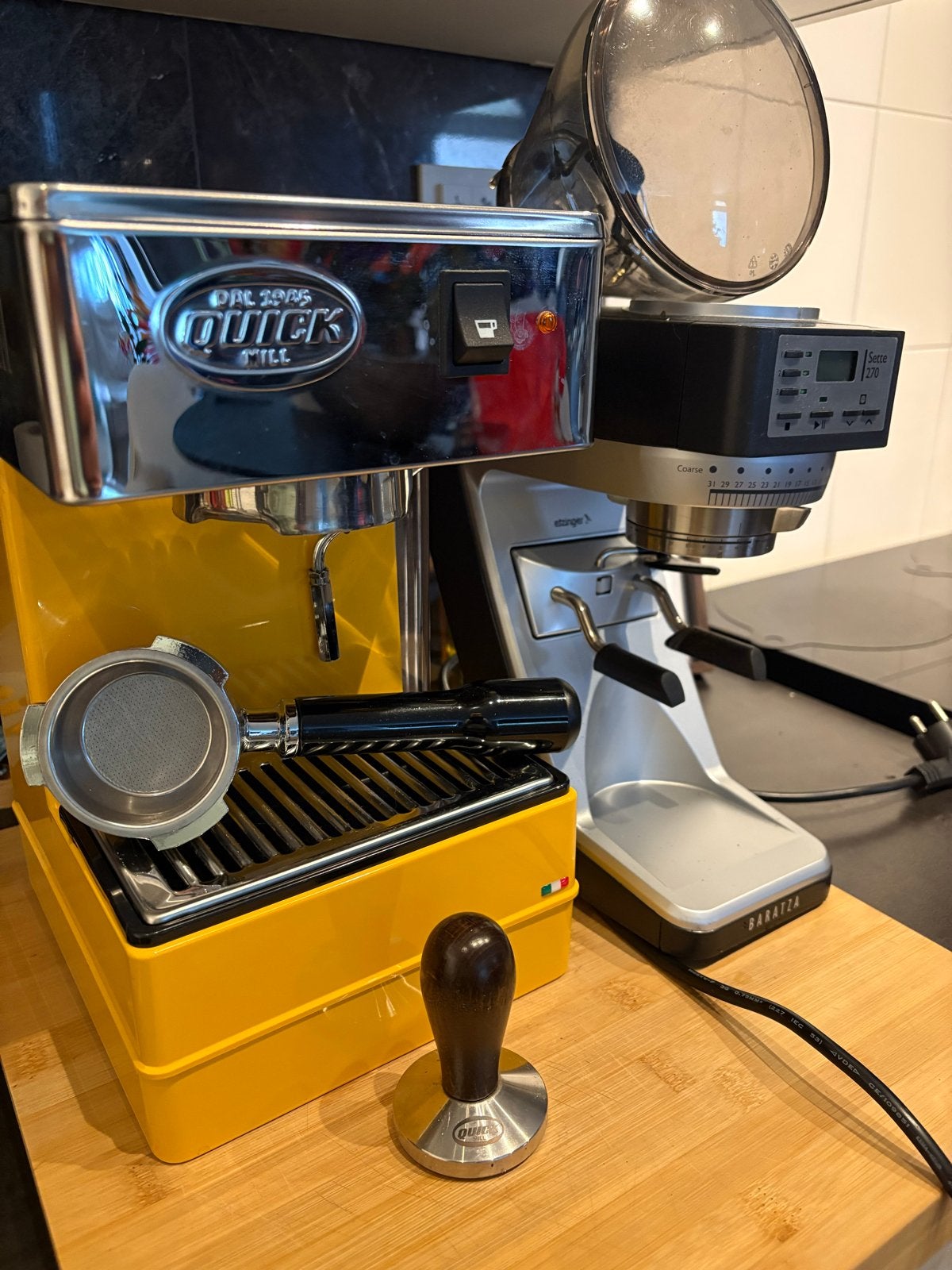 Quick Mill 820 Espressomachine met Baratza 270, Stoompijpje, Espresso apparaat, Gemalen koffie, Ophalen of Verzenden