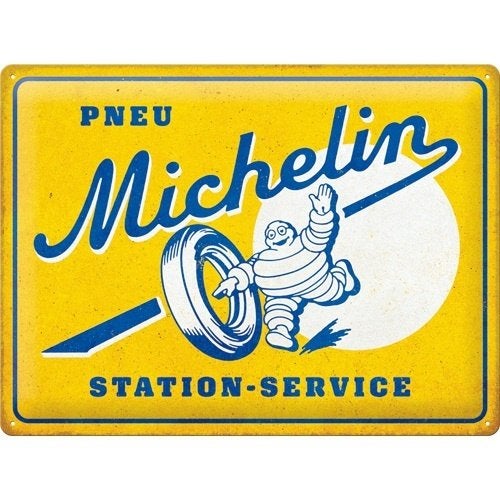 Pneu Michelin station service relief reclamebord van metaal, Ophalen of Verzenden, Nieuw, Auto's