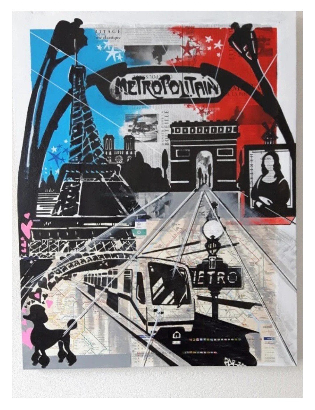 Parijs streetart schilderij, Antiek en Kunst, Ophalen of Verzenden