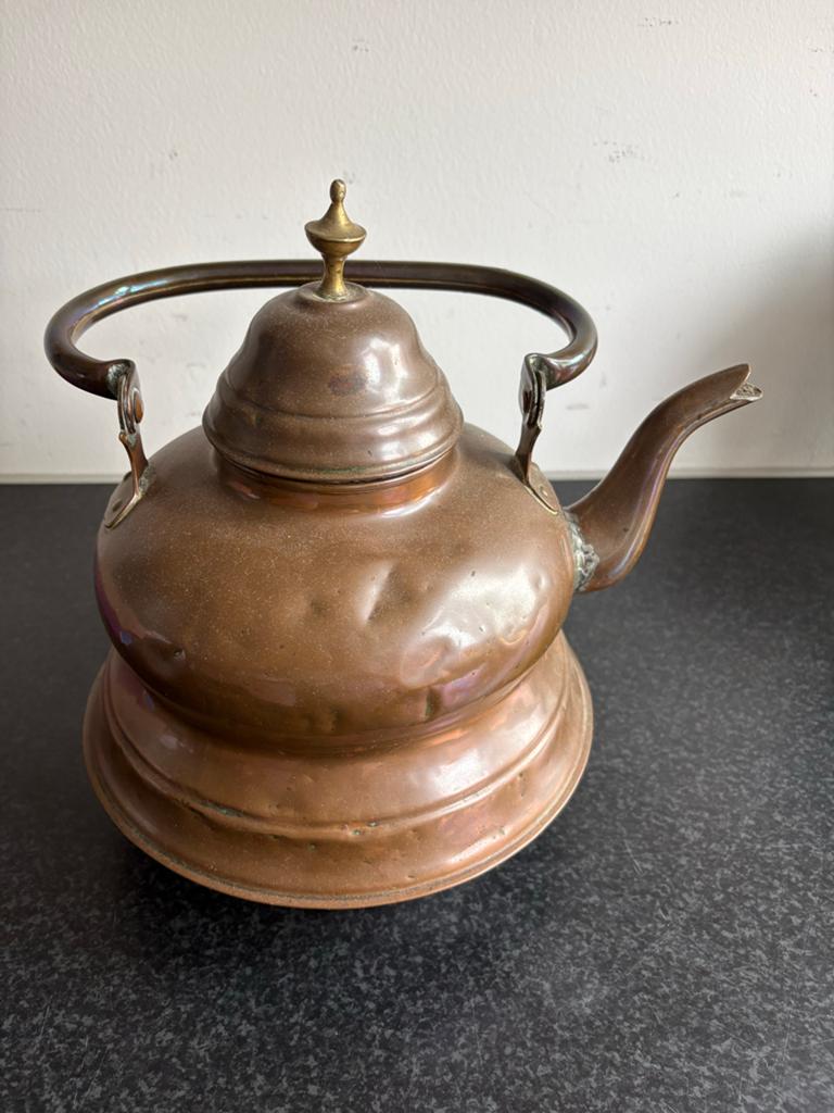 Antieke Koperen Theeketel met Handvat, Antiek en Kunst, Ophalen of Verzenden, Koper