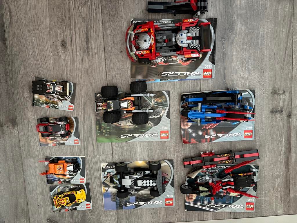 9x Lego Racers sets 8641, 8642, 8643, 8644, 8645, 8646, 8647, Gebruikt, Lego, Ophalen of Verzenden, Compleet