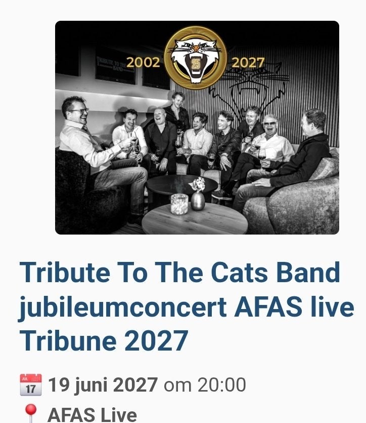 2 kaarten Tribute to The Cats Band, Tickets en Kaartjes, Twee personen, Juni