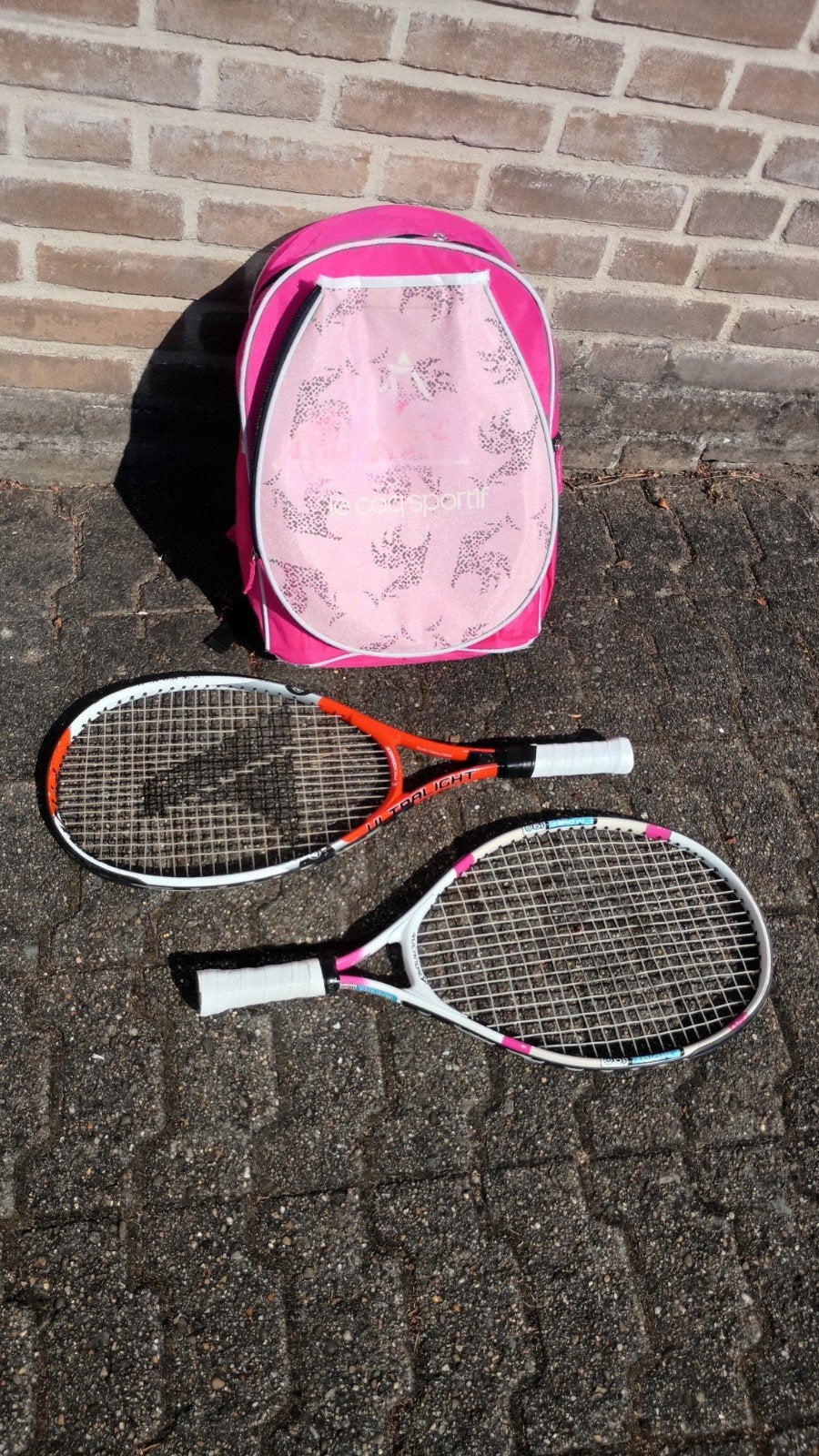 Tennis set: 2 rackets, tas en ballen, Gebruikt, L00, Racket, Ophalen