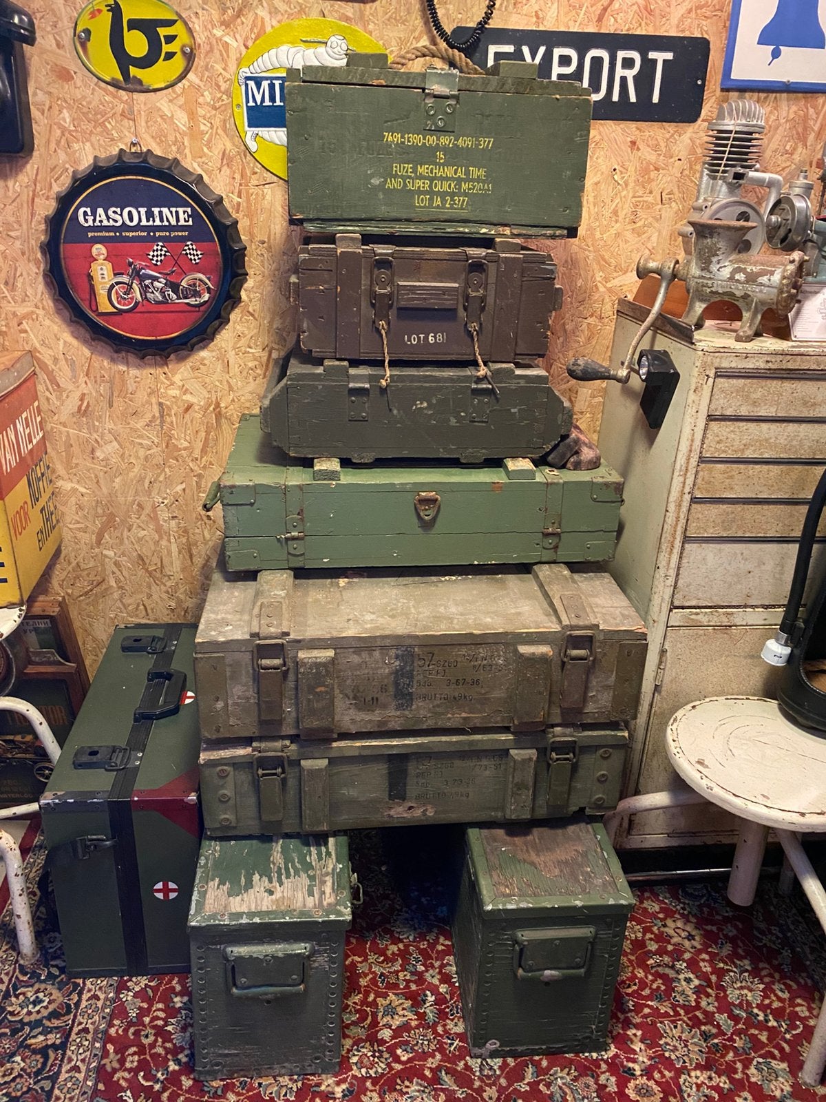 Verschillende houten munitie kisten, Huis en Inrichting, Woonaccessoires | Kisten, Ophalen, Minder dan 50 cm, Gebruikt, 50 tot 100 cm