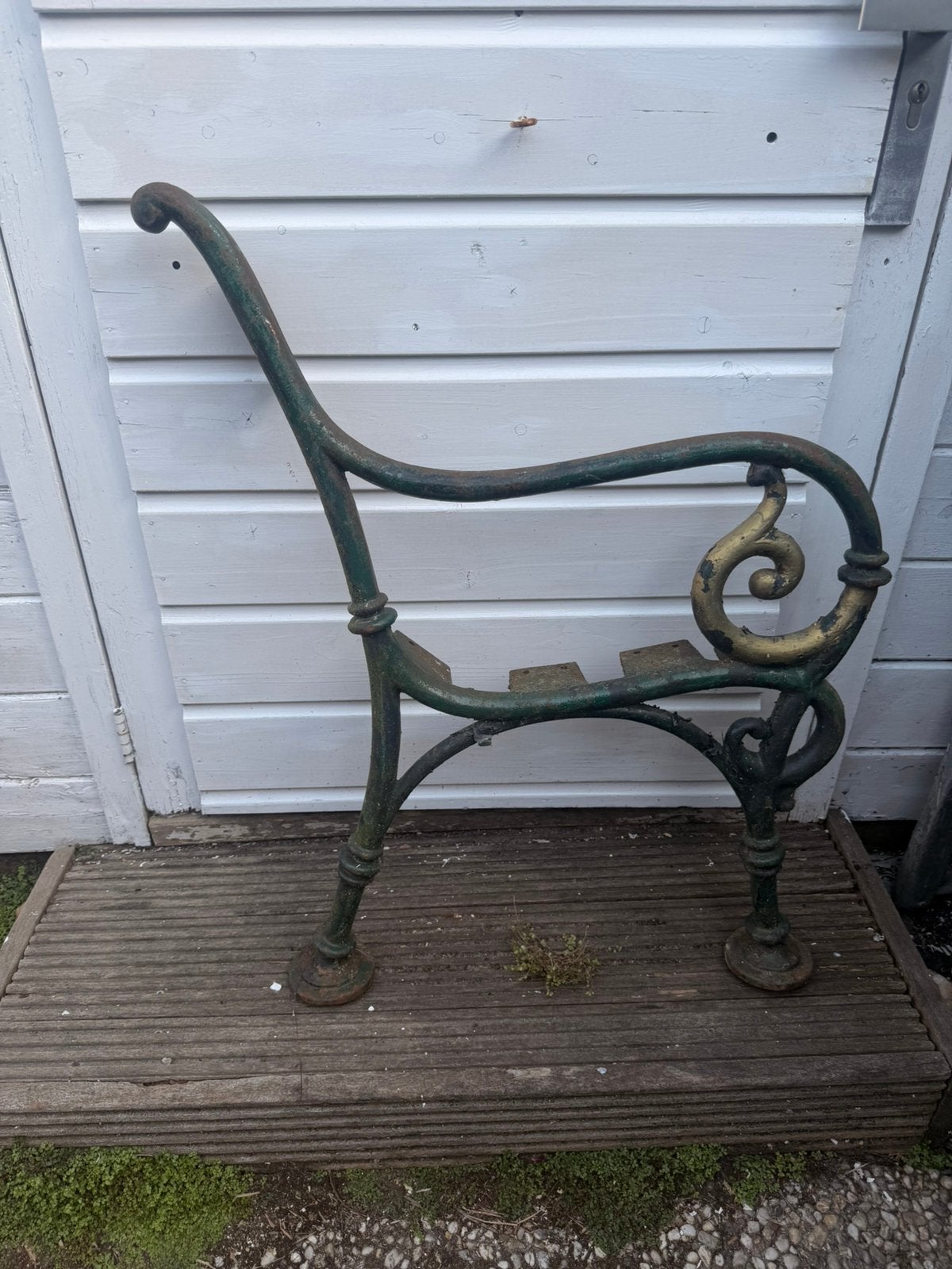 Antiek zware tuinbank poten, Tuin en Terras, Tuinbanken, Ophalen, Zo goed als nieuw, Hout