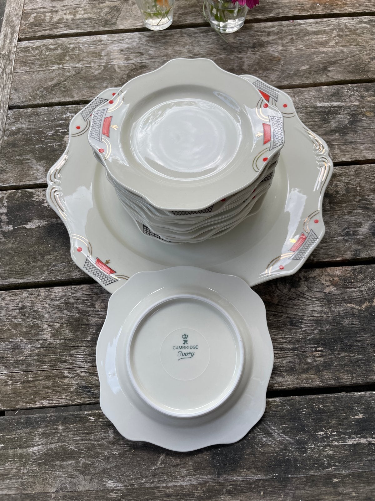 Vintage Cambridge Ivory Royal Doulton gebaksstel, Antiek en Kunst, Ophalen of Verzenden