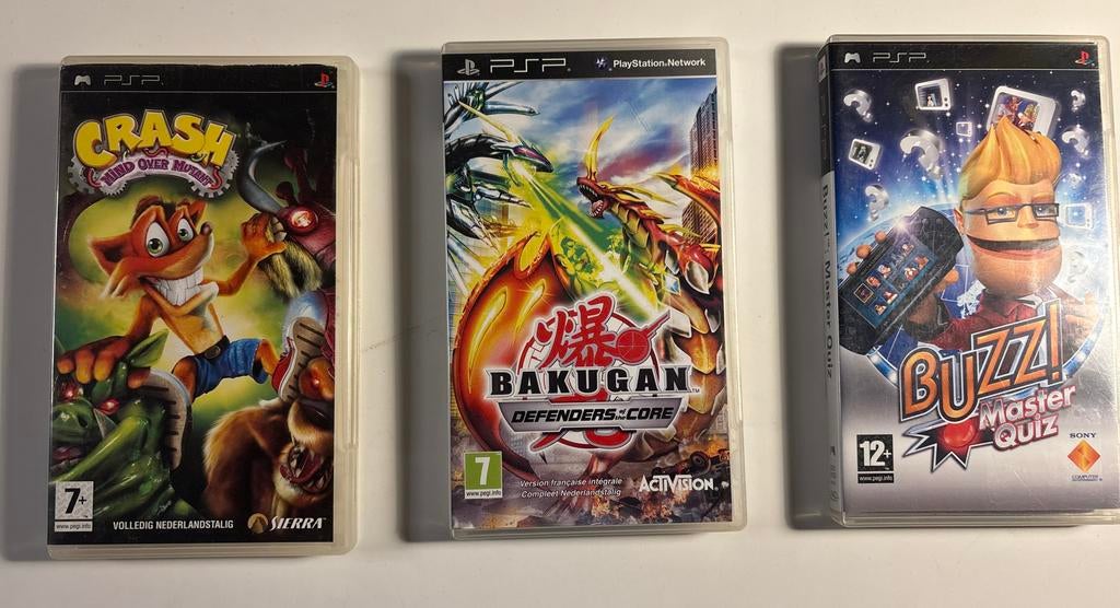 PSP Games: Crash, Bakugan, Buzz! Master Quiz, Avontuur en Actie, Gebruikt, 1 speler, Ophalen of Verzenden