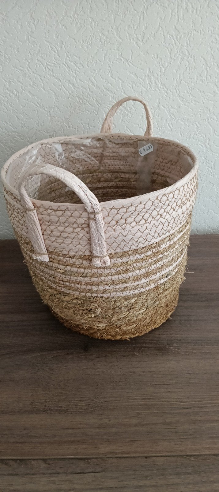 Gloednieuwe rieten mand met handvatten, Mand, Gevlochten, Rond, Nieuw
