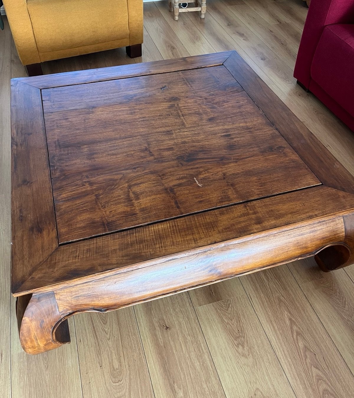 Opium salontafel 100x100cm, Ophalen, Koloniaal, Zo goed als nieuw, 5 – 50