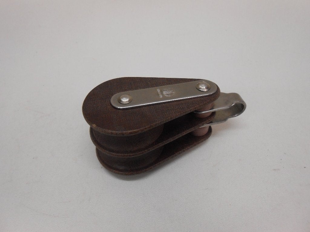 Tufnol blokken, katrollen, dubbelschijfs, 12 - 13 mm, Ophalen of Verzenden, Gebruikt, Lijn of Blok
