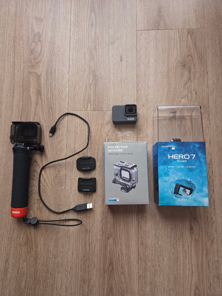 GoPro Hero 7 Silver inclusief accessoires, Audio, Tv en Foto, Ophalen, Gebruikt, GoPro