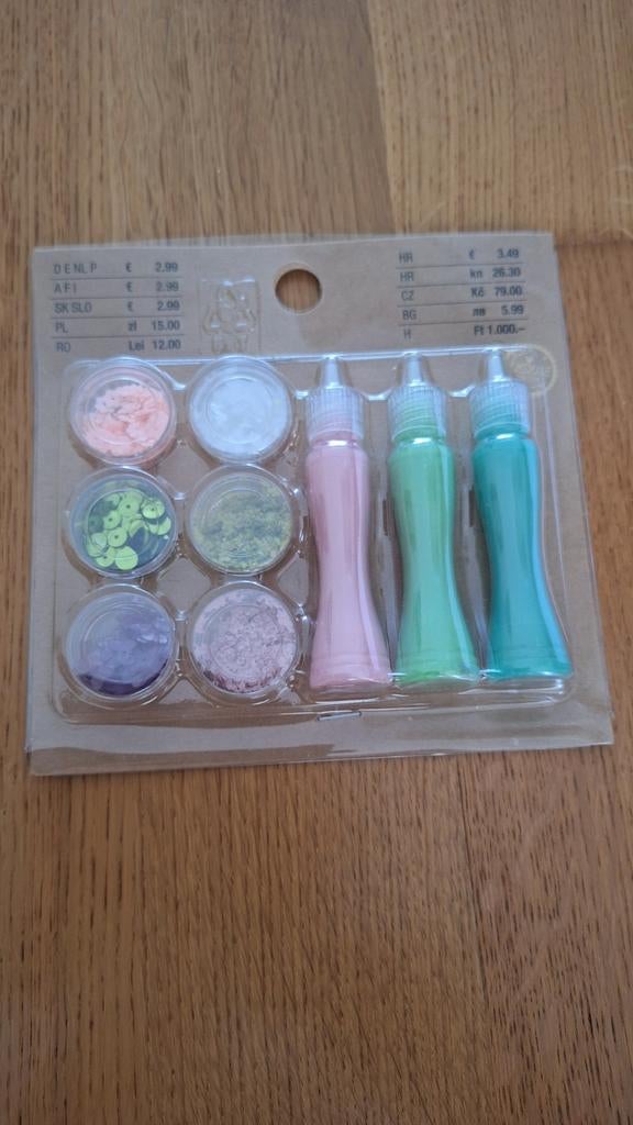 Glitterset met 6 potjes glitter en 3 glitterlijm, Ophalen of Verzenden, Nieuw, Meerkleurig, Knutselmateriaal