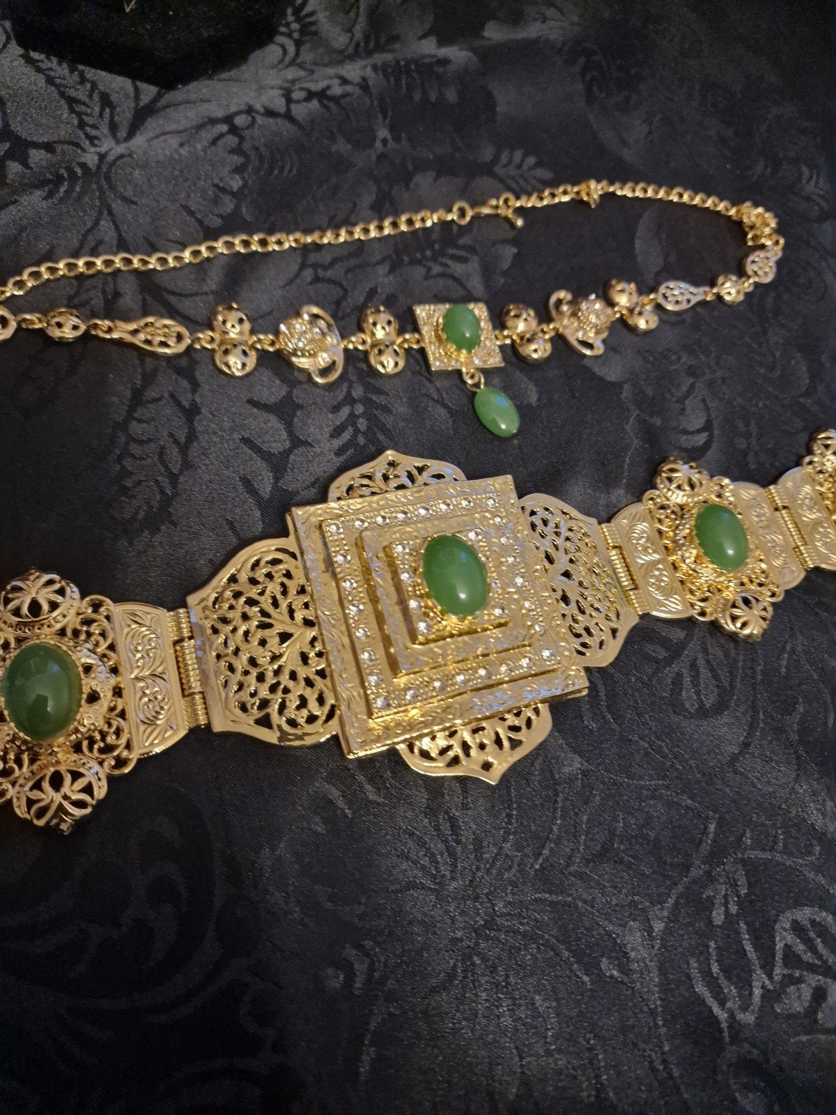 Prachtige Marokkaanse sieradenset met groene stenen, Sieraden, Tassen en Uiterlijk, Kettingen, Overige materialen, Met edelsteen