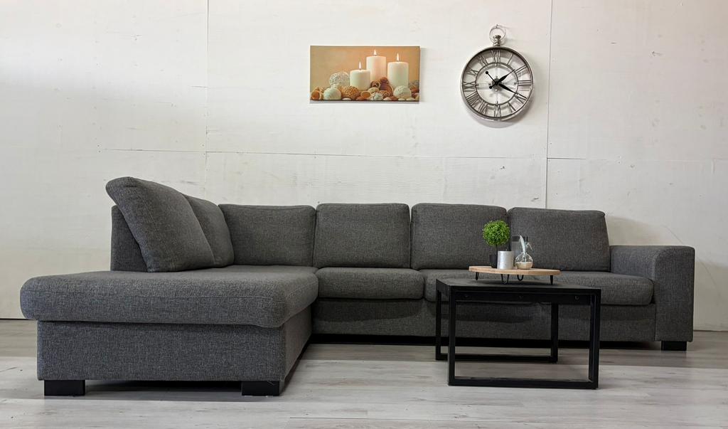 Hoekbank Grijs - Topstaat & Direct leverbaar, 125 cm of meer, 125 cm of meer, Ophalen of Verzenden, Zo goed als nieuw
