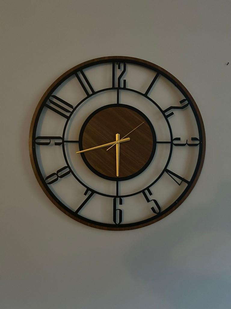 Grote houten metalen wandklok, Huis en Inrichting, Woonaccessoires | Klokken, Ophalen, Nieuw, Analoog, Wandklok