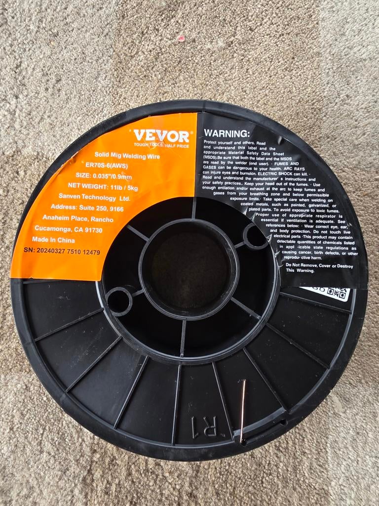 Vevor massieve lasdraad ER70S-6 (AWS) 0.035"/0.9mm, Vevor, Minder dan 150 ampère, Ophalen of Verzenden, Zo goed als nieuw