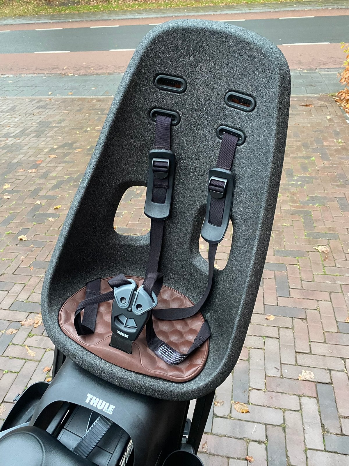 Thule Yepp fietsstoeltje achter zeer nette staat, Achterzitje, Voetsteuntjes, 9 t/m 18 kg, Ophalen of Verzenden