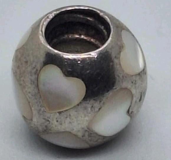 Pandora Parelmoer Hart Bedel - Zilver, Sieraden, Tassen en Uiterlijk, Bedels, 1 bedel, Ophalen of Verzenden, Zilver, Pandora