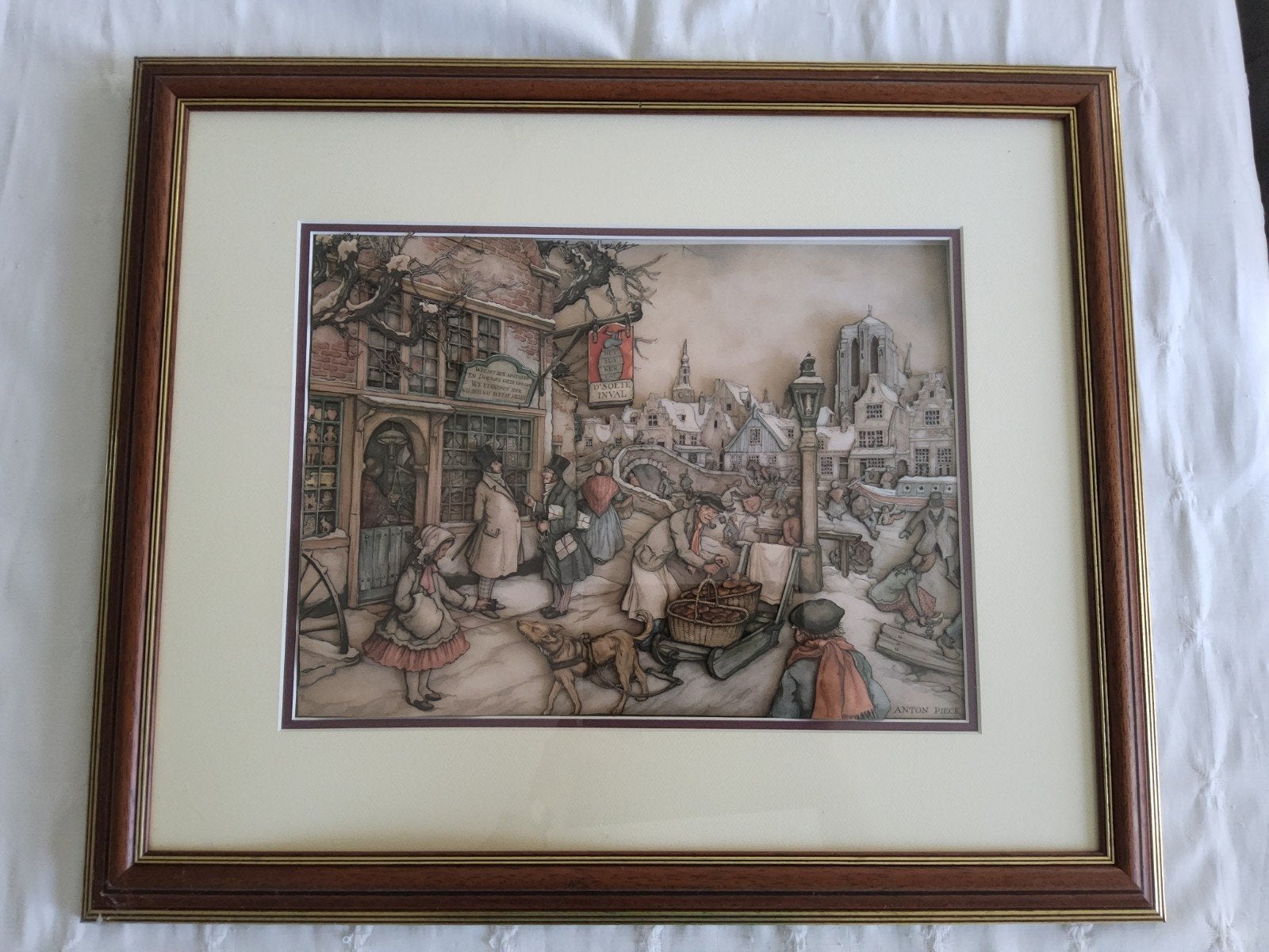 Anton Pieck 3D ingelijste prent - Wintertafereel, Ophalen of Verzenden, Print, Print/reproductie