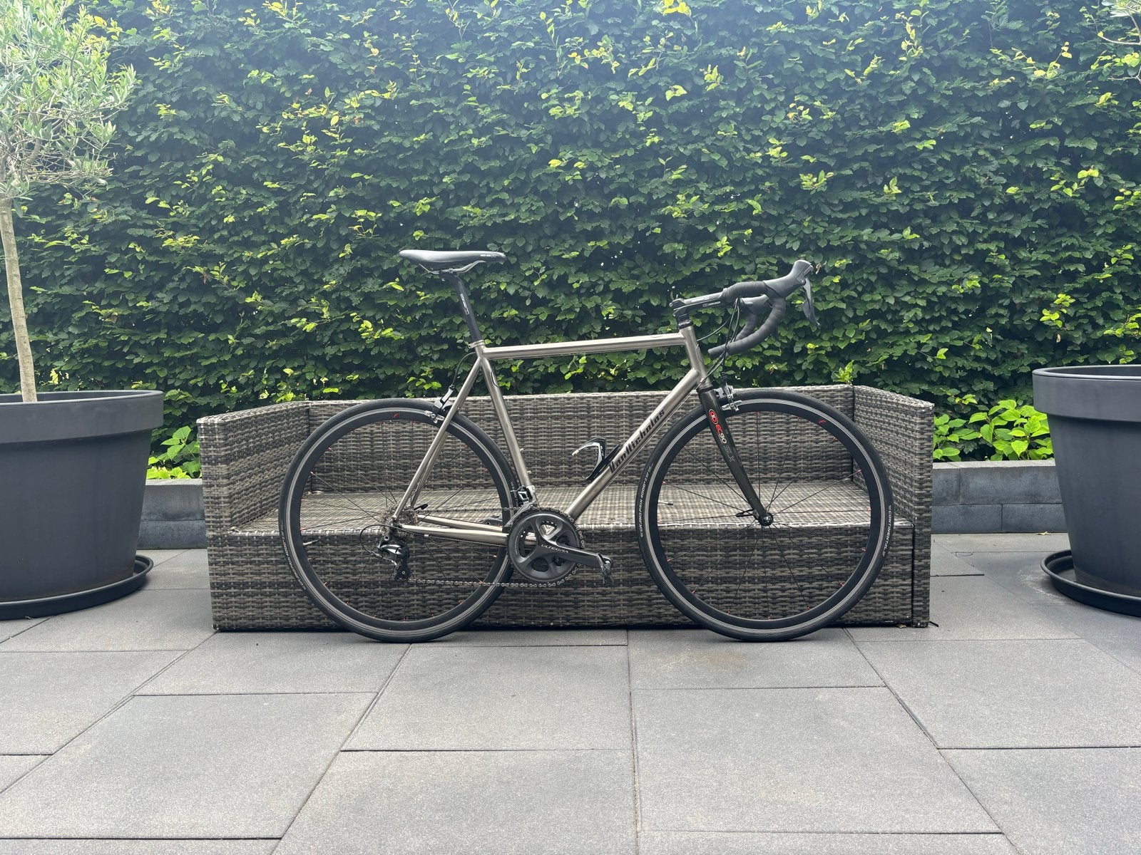 Van Nicholas Chinook titanium racefiets 56cm, Fietsen en Brommers, Fietsen | Racefietsen, 28 inch, Gebruikt, Meer dan 20 versnellingen