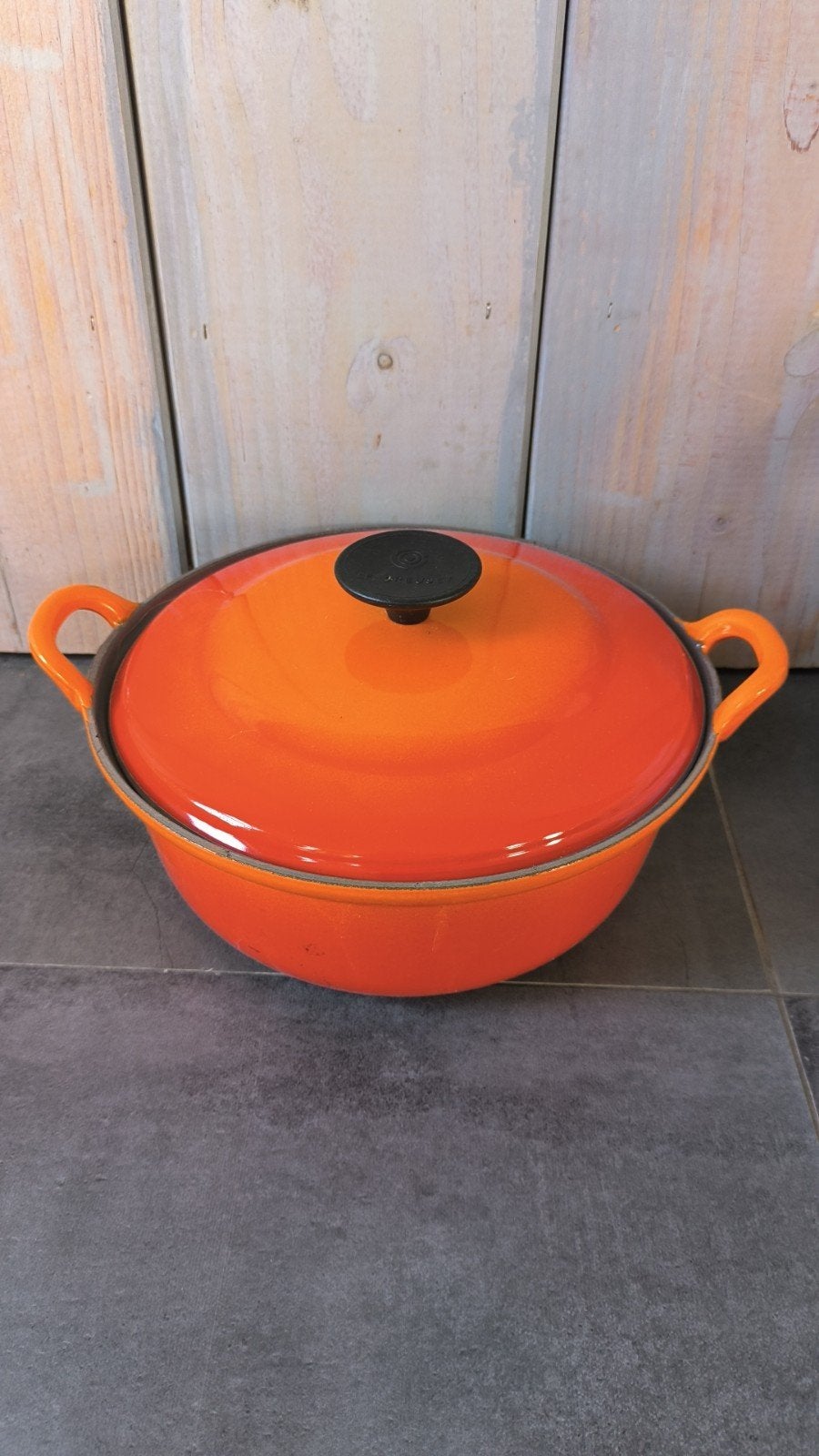 Le Creuset Faitout Braadpan Oranje Gietijzere pan,., Gebruikt, Le Creuset, Ophalen of Verzenden, Met deksel