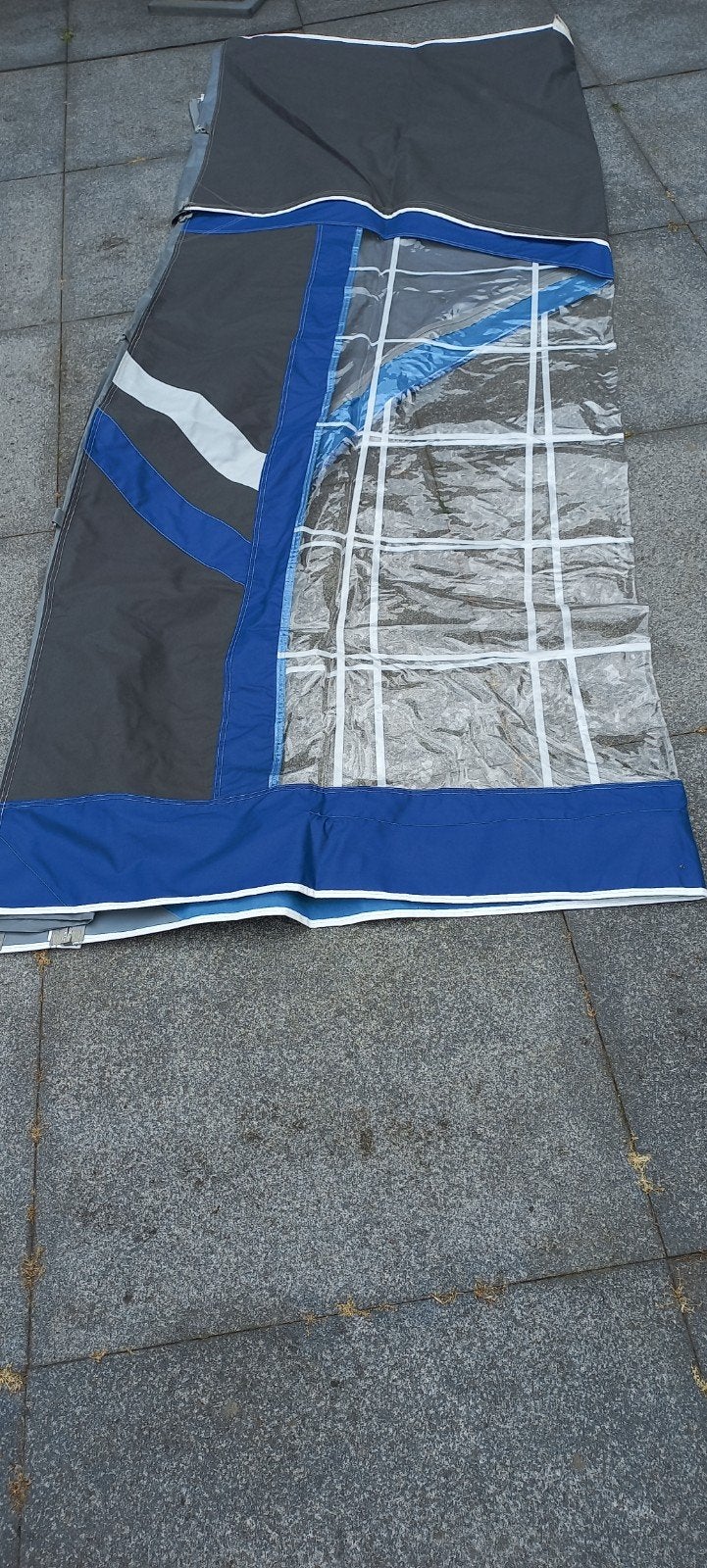Luifel caravan kleur blauw en Easygrip aluminiumframe 28mm, Ophalen, Zo goed als nieuw