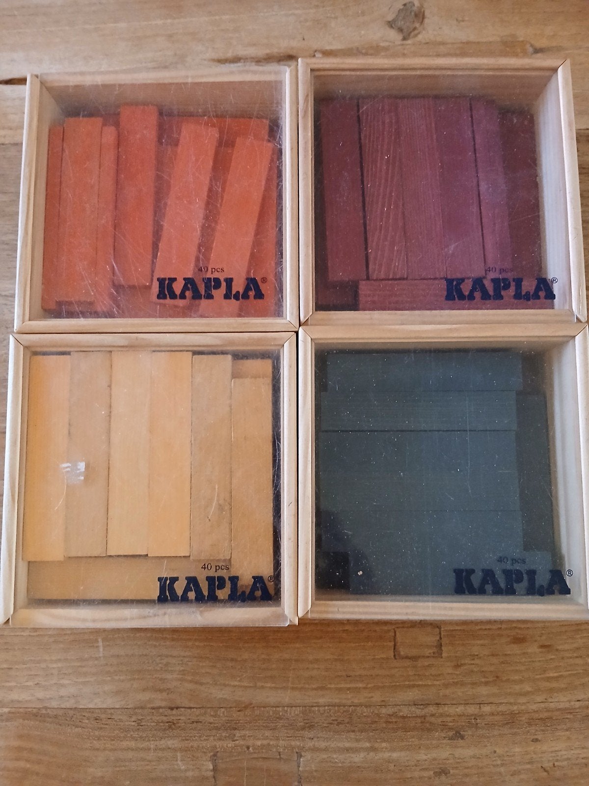 Vier doosjes Kapla blokjes, diverse kleuren, Ophalen, Gebruikt, Overige merken