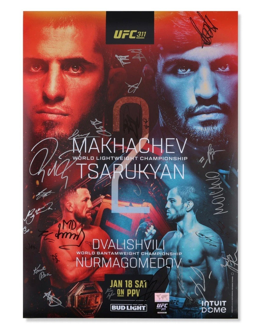 Gesigneerde UFC 311 poster door alle vechters, Rechthoekig Staand, Deurposter of groter, Nieuw, Ophalen of Verzenden