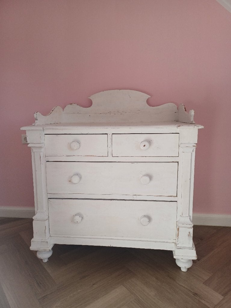 Ruime brocante houten commode, Gebruikt, 50 tot 70 cm, 105 cm of meer, Ophalen of Verzenden