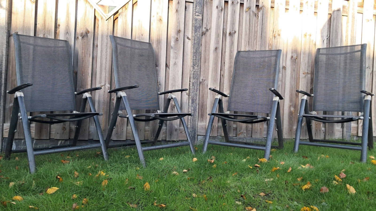 4 verstelbare tuinstoelen, Ophalen, Gebruikt, Metaal, Verstelbaar