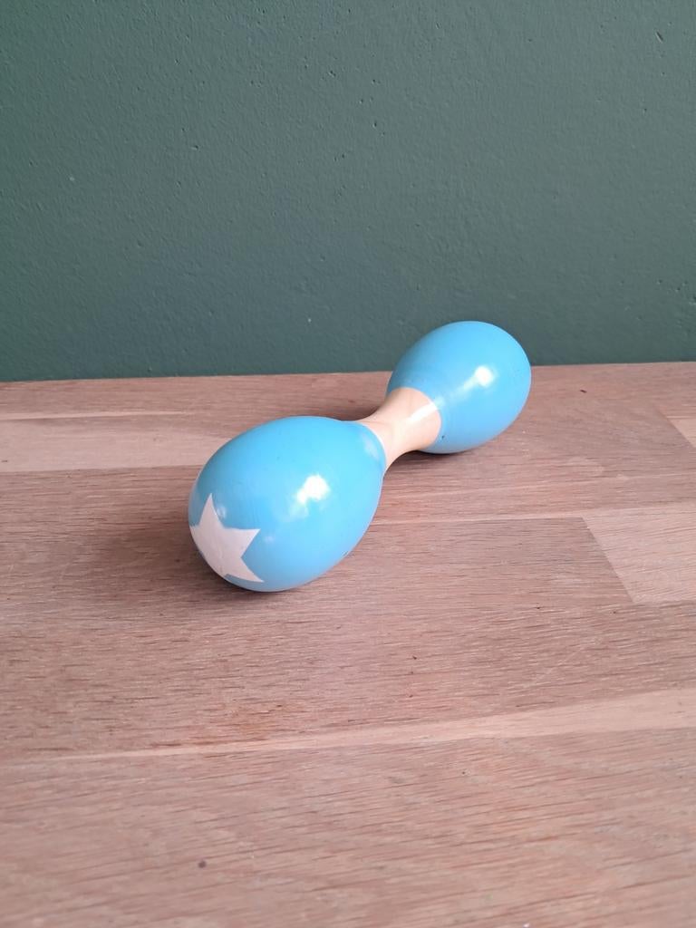 De Groene Merel houten maracas sambabal blauw witte ster, Ophalen of Verzenden