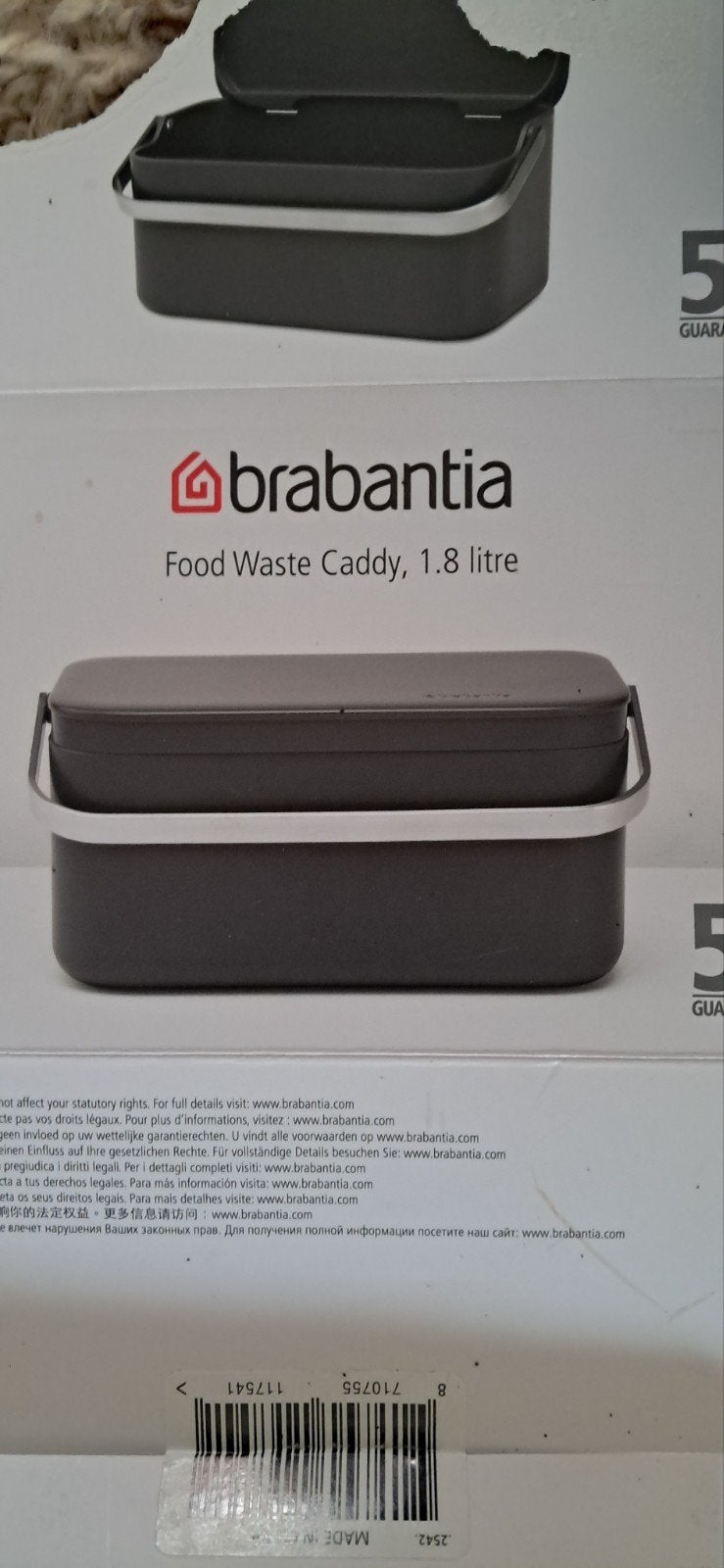 Brabantia Food Waste Caddy 1.8L - Nieuw, Overige typen, Kunststof, Nieuw, Ophalen of Verzenden