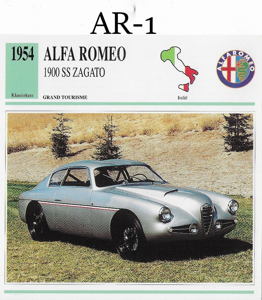 Ar1 autokaart alfa romeo 1900 ss zagato ( 1954 ), Verzamelen, Ophalen of Verzenden, Zo goed als nieuw, Auto's