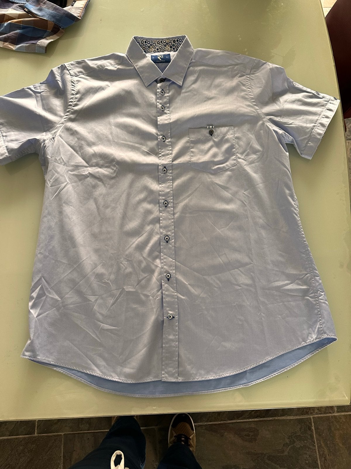 R2 Amsterdam Heren overhemd lichtblauw maat 44, Ophalen of Verzenden, Zo goed als nieuw, Blauw, Halswijdte 43/44 (XL)
