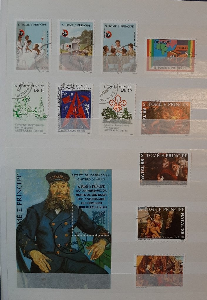 1 Kaart Postzegels S. Tomé E Principe Gestempeld, Postzegels en Munten, Ophalen, Overige landen, Gestempeld