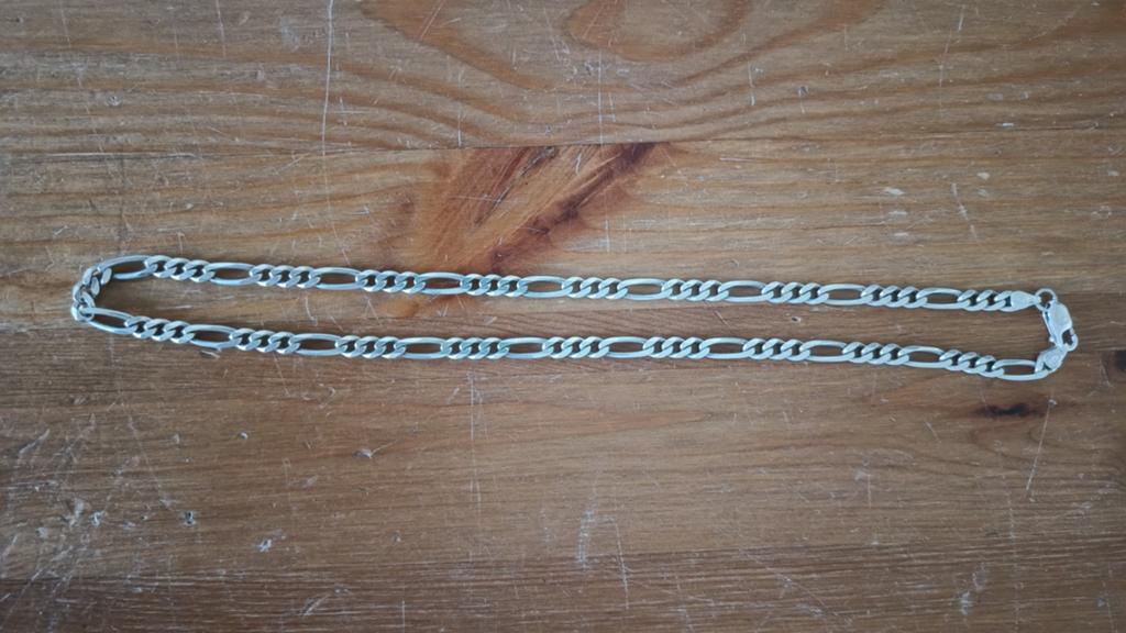 Vintage Italiaanse Figaro ketting zilver .925, Sieraden, Tassen en Uiterlijk, Kettingen, Verzenden, Zo goed als nieuw, Zilver