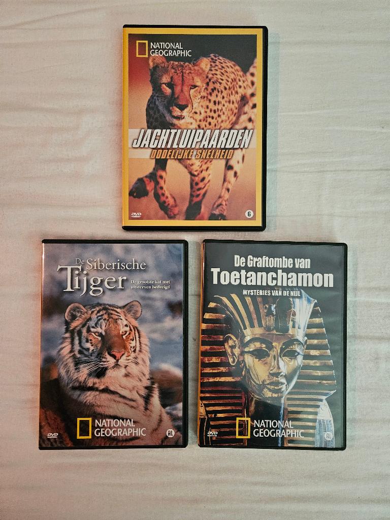 3x DVD National Geographic Tijgers, Luipaarden, Toetanchamon, Alle leeftijden, Ophalen of Verzenden, Zo goed als nieuw, Natuur