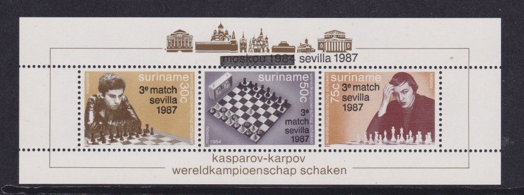 TSS Kavel 260053 Suriname PF  minr blok 46 schaken, Ophalen, Postfris