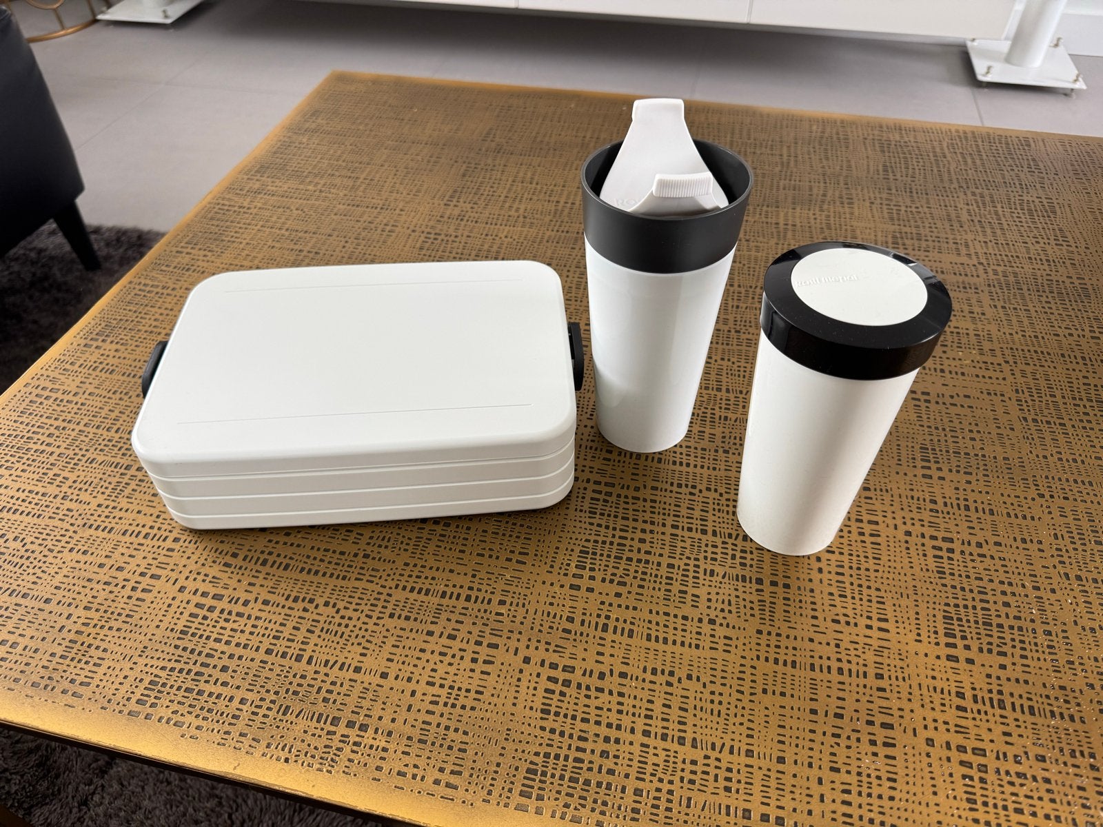 Mepal lunchbox en drinkbekers set - Wit, Broodtrommel, Ophalen of Verzenden, Gebruikt, Wit