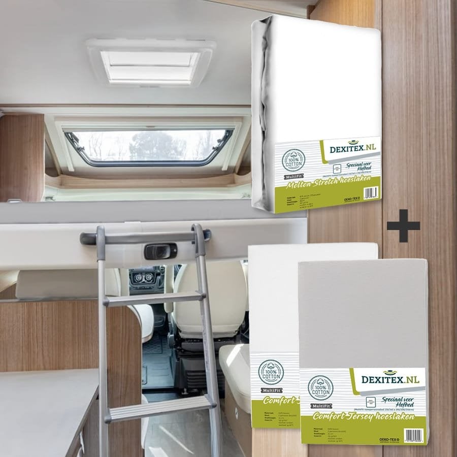 Textielpakket Hefbed 1 Molton + 2 Jersey hoeslakens 1 x Molt, Caravans en Kamperen, Niet ingevuld, Niet ingevuld, Niet ingevuld