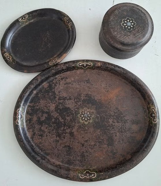 Vintage metalen dienbladen art deco jaren 20 30 industrieel, Ophalen of Verzenden