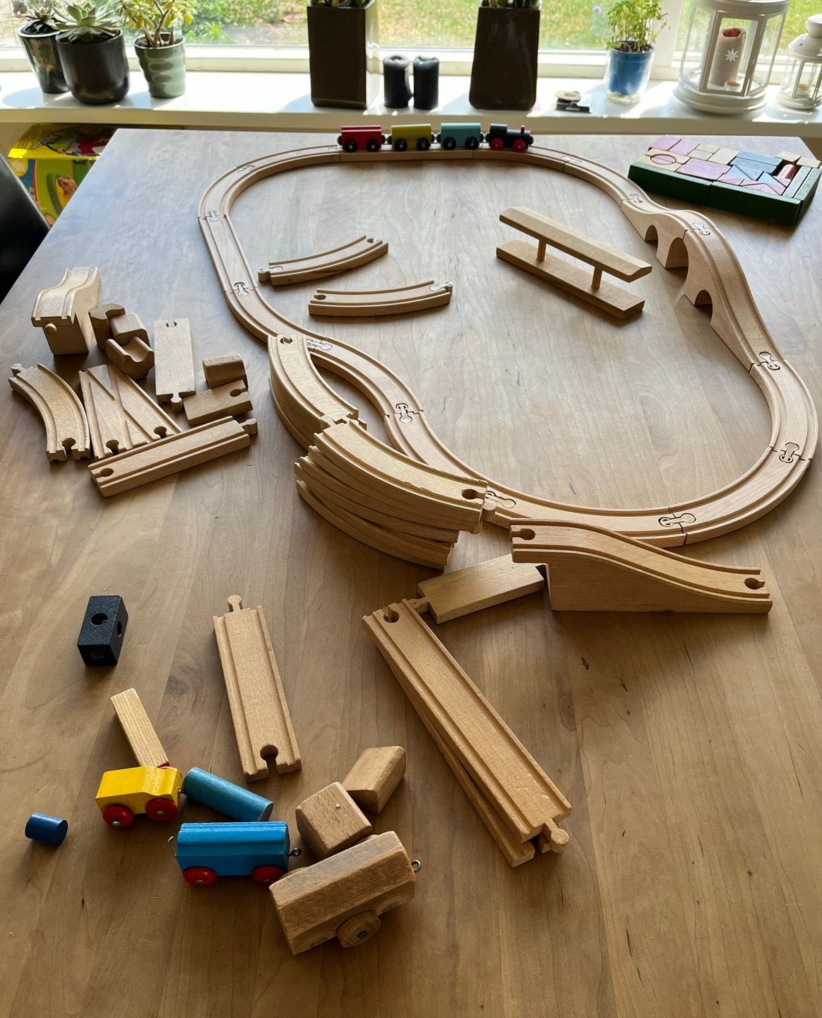 Houten Speelgoed Trein Dubbele Set met Rails en Locomotieven, Kinderen en Baby's, Speelgoed | Houten speelgoed, Ophalen, Gebruikt