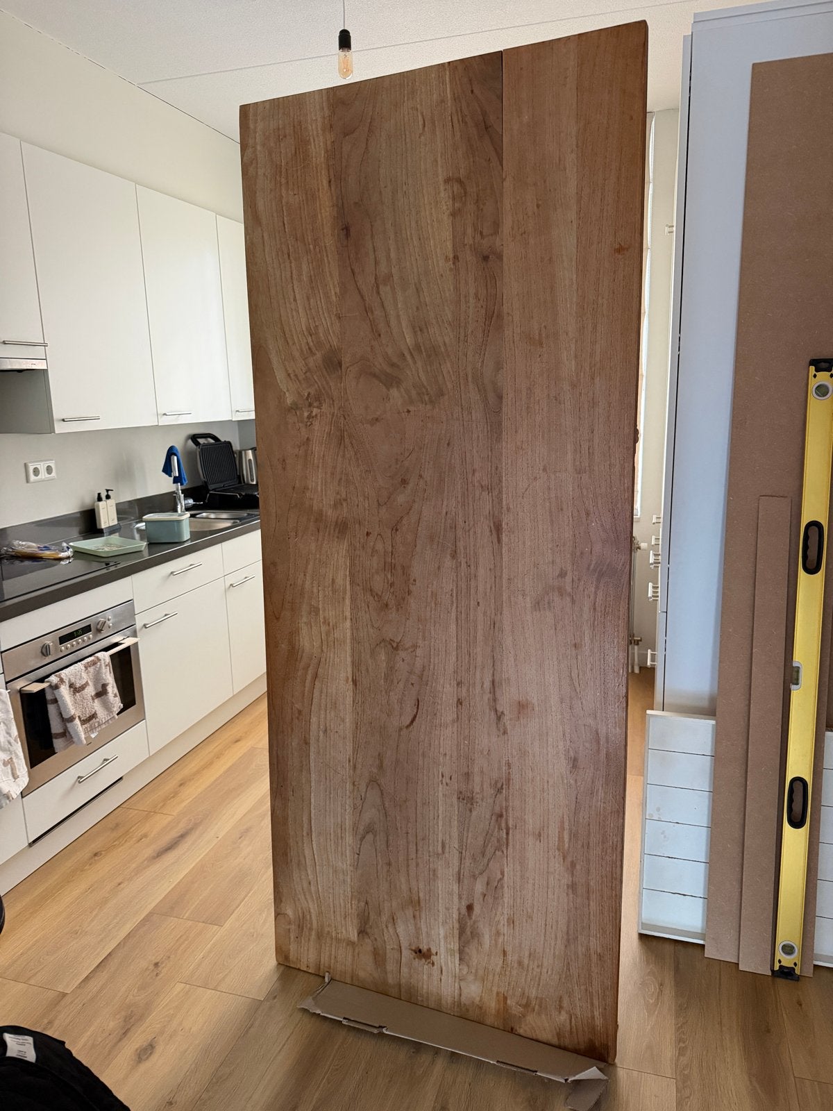 Massief houten tafel met lade - (opknapper), Ophalen, Gebruikt, 50 tot 100 cm, Rechthoekig