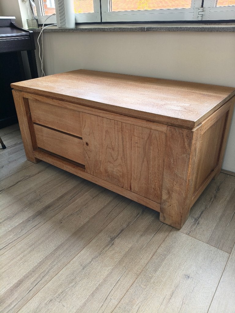 TV Meubel, Ophalen, Gebruikt, 100 tot 150 cm, Teakhout