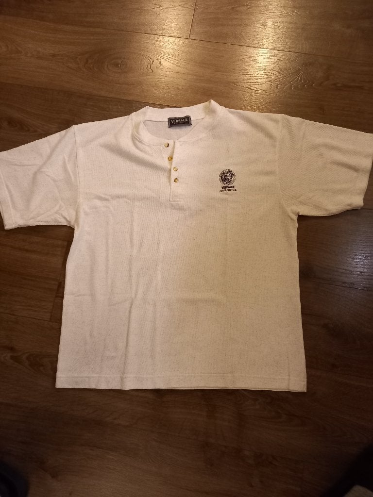Creme melee versace shirt XL, Wit, Maat 56/58 (XL), Ophalen of Verzenden, Zo goed als nieuw