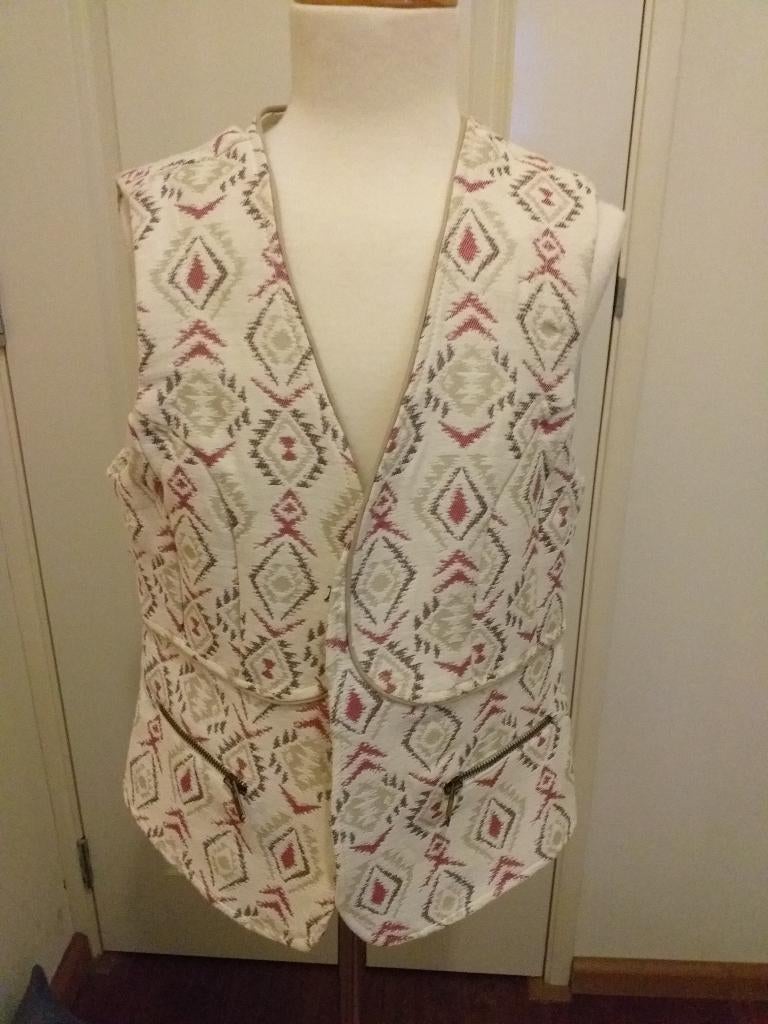 Gilet Nieuw M 38 Merk Costes Ecru Rood Zand ( Jool ), Maat 38/40 (M), Beige, Nieuw, Ophalen of Verzenden