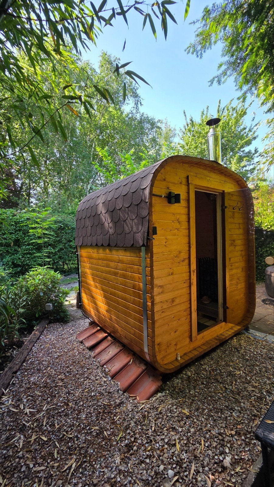 Buiten Hout Sauna, Sport en Fitness, Ophalen, Nieuw, Complete sauna