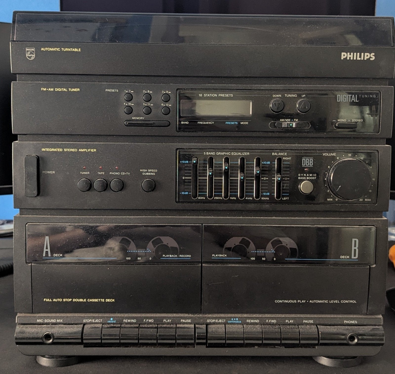 Philips stereotoren met platenspeler en cassettespeler, Audio, Tv en Foto, Stereo-sets, Ophalen, Gebruikt, Losse componenten, Philips